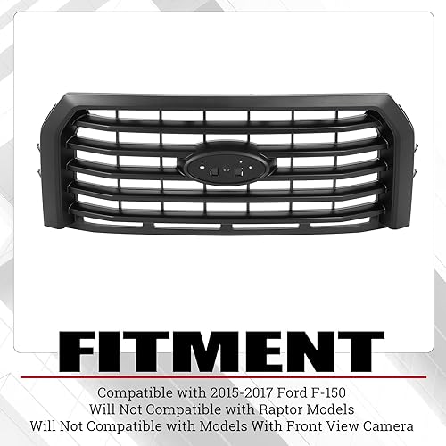 Miniatura 2 de HECASA Rejilla de parachoques delantero compatible con Ford F150 F-150 2015-2017 Reemplazo de camión para FL3Z8200VPTM FO1200581C parrilla superior