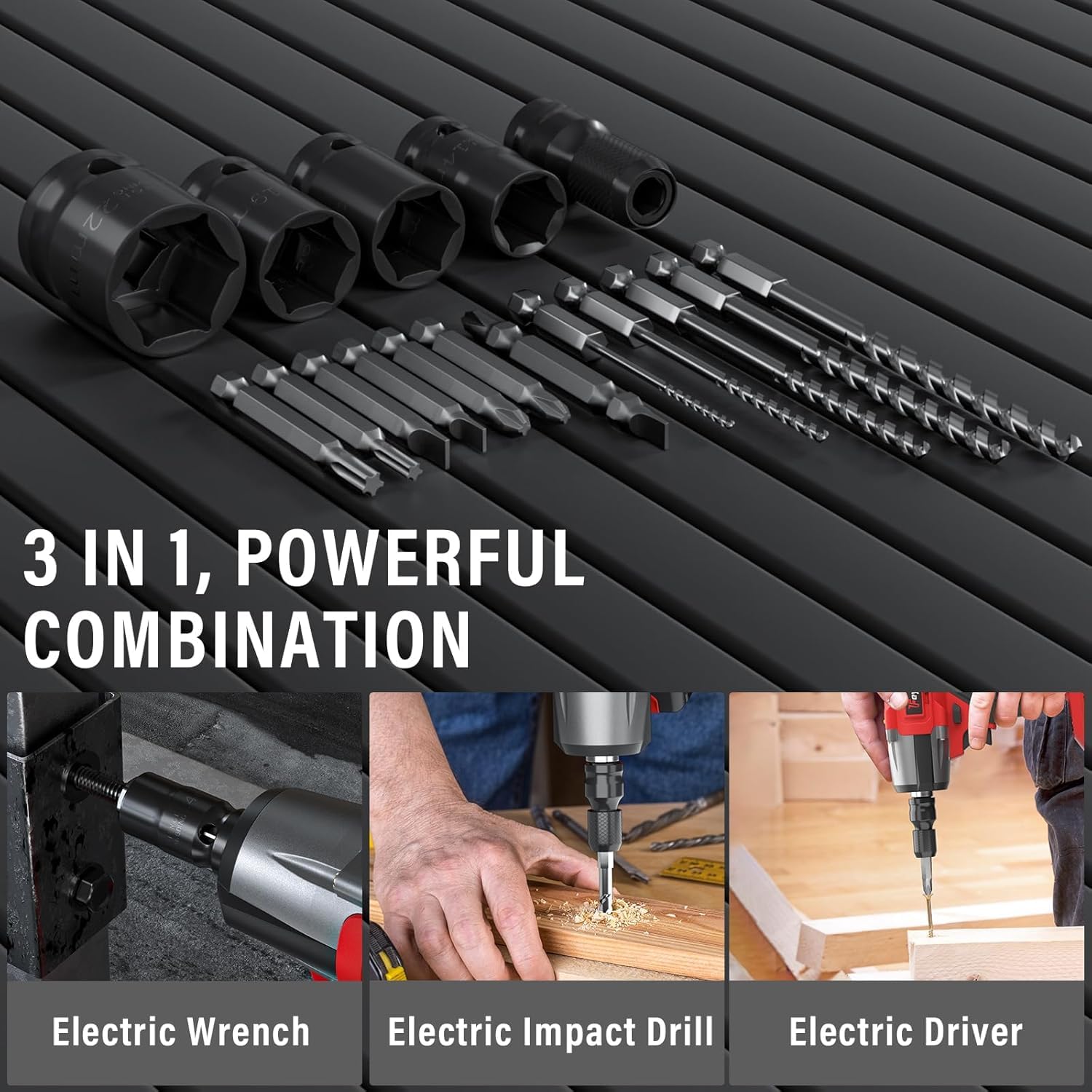 Avvitatore a percussione senza fili 2000Nm Trapano Pistola Cricchetto Driver con Batteria