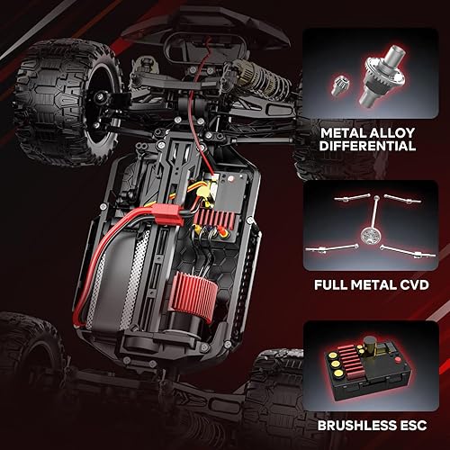 Miniatura 4 de Auto RC rápido sin escobillas 114 para adultos, auto de control remoto de 60 KMH de alta velocidad, 4 x 4, camión de control remoto todo terreno con