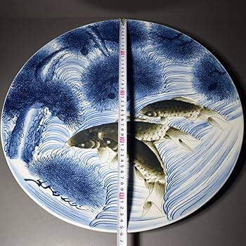 Amazon.co.jp: 有田焼 在銘 鯉絵 尺皿 飾り皿 額皿 大皿 作者