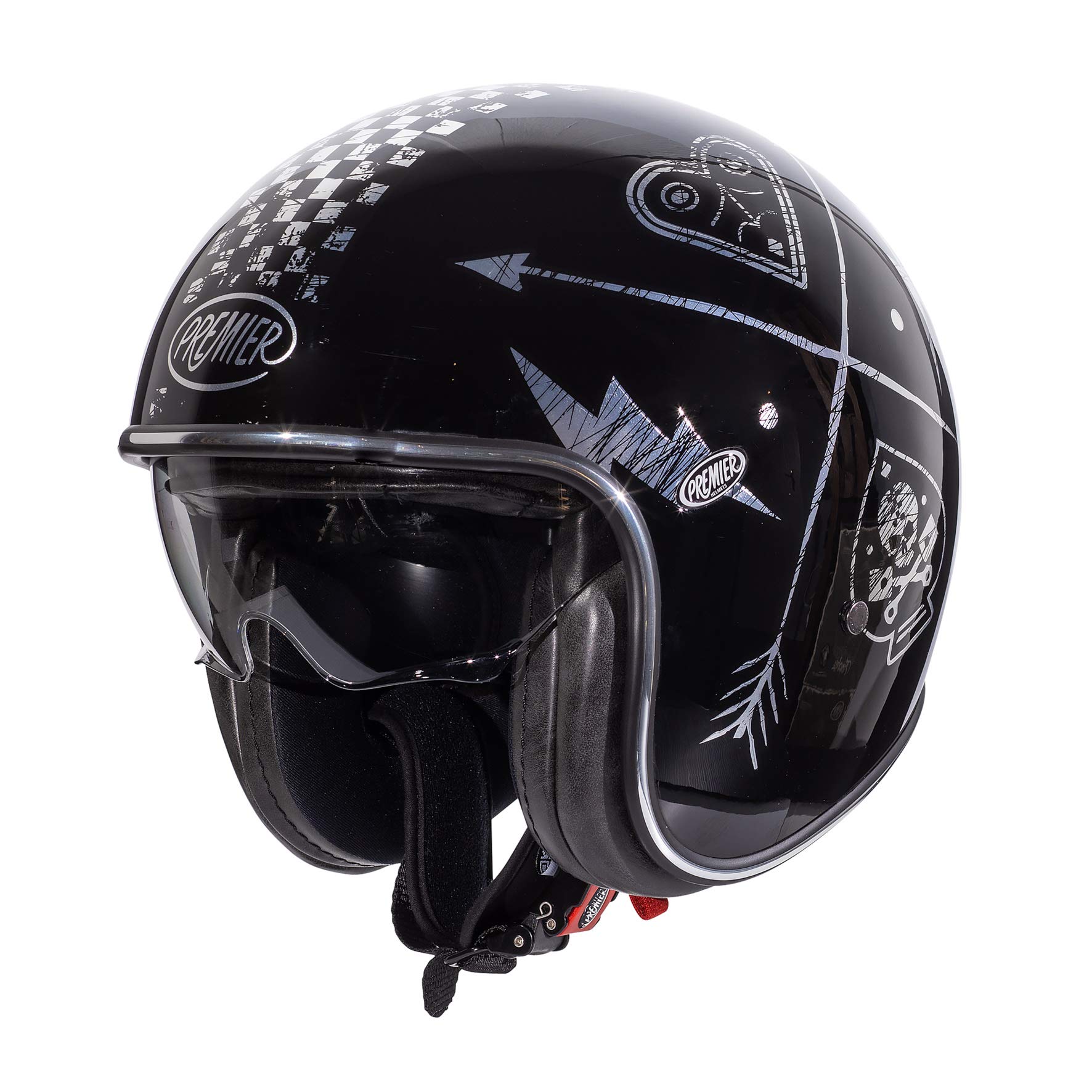 PREMIER HELMET VINTAGE NX SILVER CHROMED,BLACK/CHROME GREY,S
