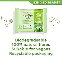 Vista 4 de Simple Sensitive Skin Experts Kind To Skin Cleansing Facial Wipes, Waterproof Mascara Remover, Even Softer, 25 Count, (4 Pack)