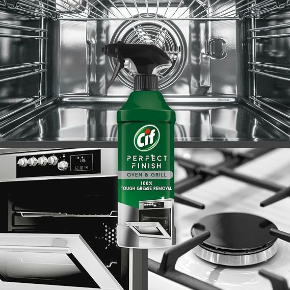 Cif Perfect Finish 100% Tough Stain Removal Spray for Stainless Steel, Anti Limescale, Oven & Grill or Anti Mould Effective Degreaser for Kitchen and Outdoor, 435ml (Buy 6, Oven & Grill)
