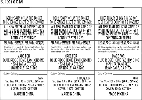 Miniatura 9 de Serta Edredón de plumas de ganso blanco, tamaño individual, funda de edredón 100% algodón de 233 hilos con bucles en las esquinas, edredón