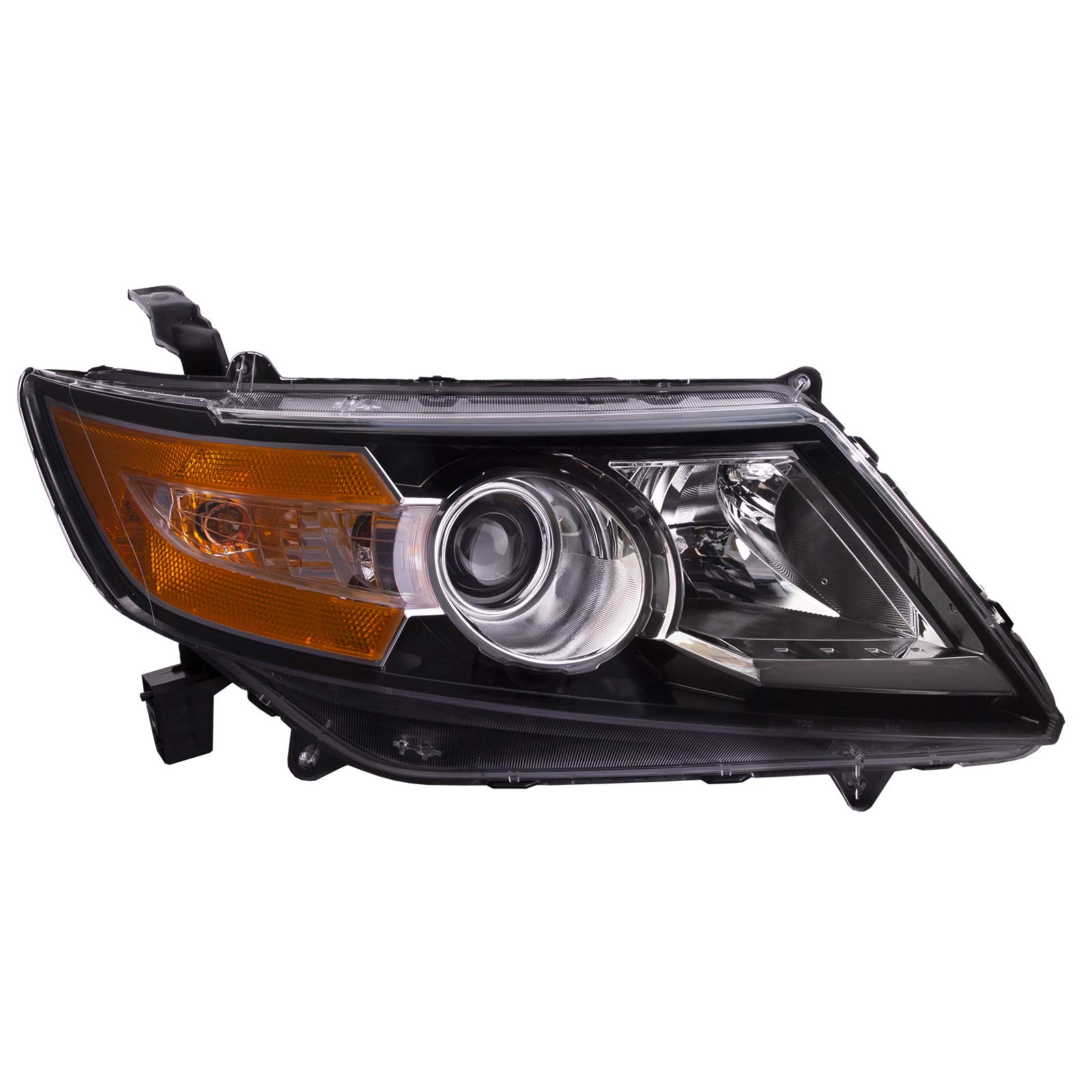 HEADLIGHTSDEPOT Black Housing Halogen Headlight Compatible With Honda Odyssey 2014-2017 Includes Right Passenger Side Headlamp