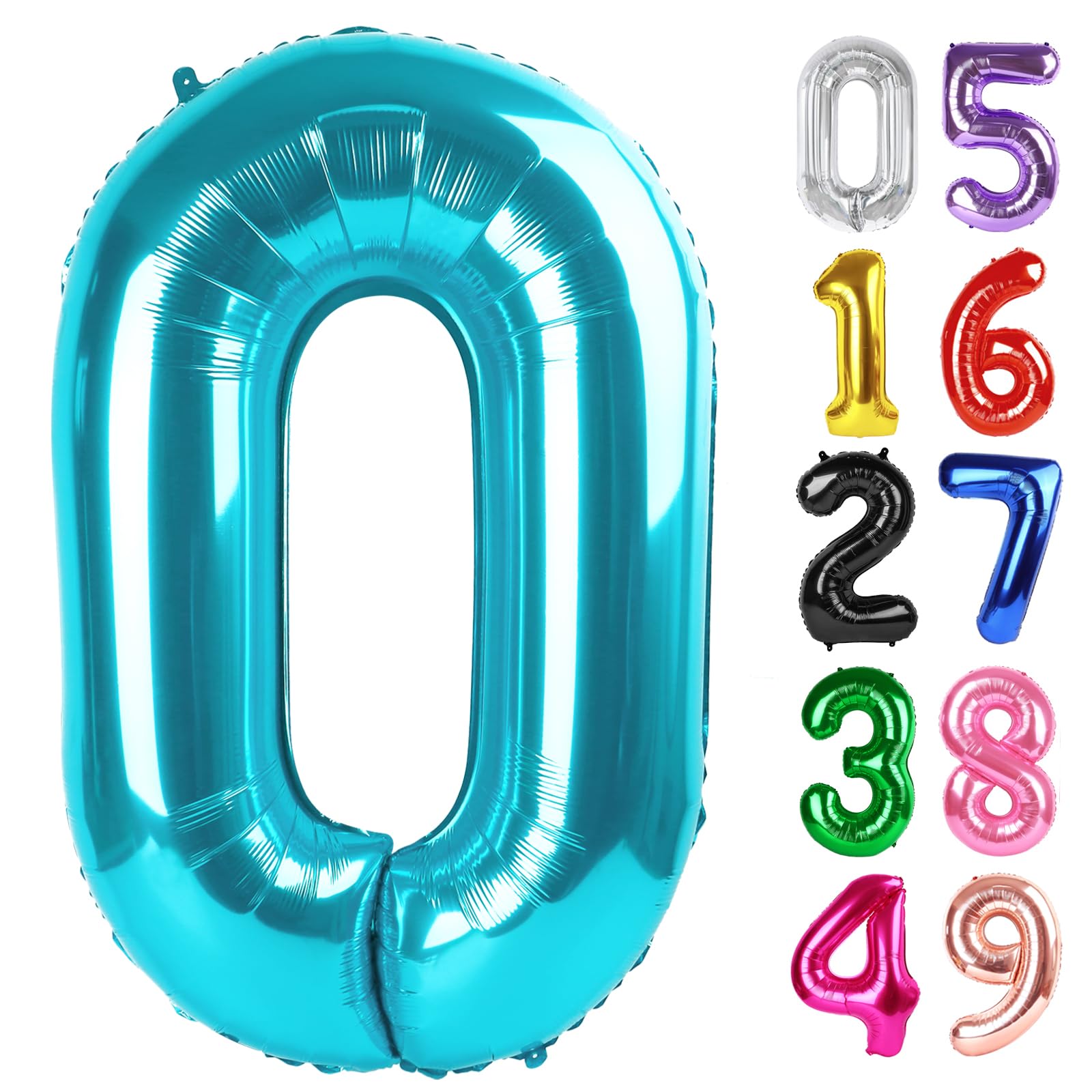 Light Blue Number 0 Balloon 40 Inch, 0th Birthday Decorations Men Women