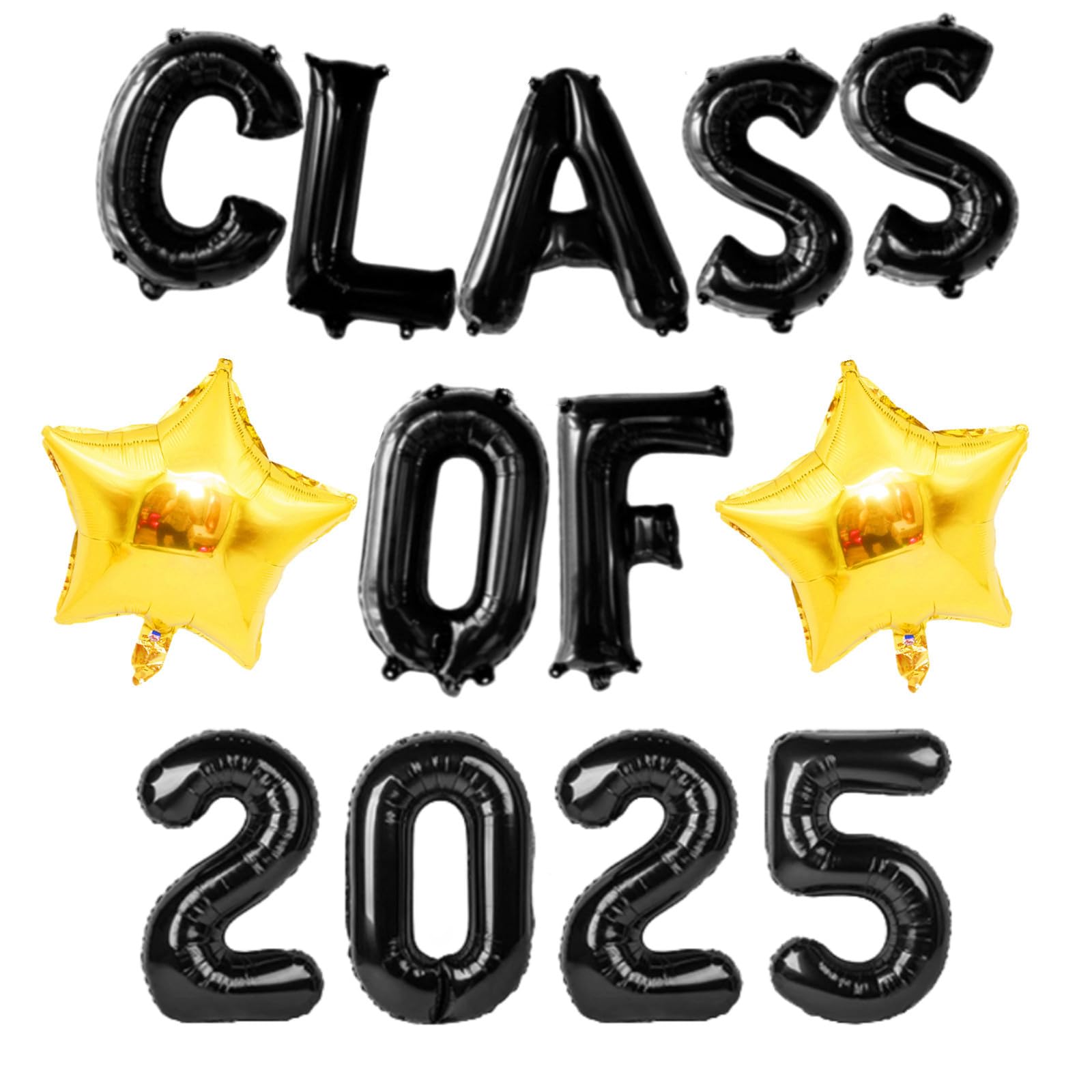 bng-bng Class of 2025 Balloons,Graduation 2025 Foil Balloons 16inch,Class of 2025 Banner for 2025 Graduation Party Decorations Decorations Black Gold