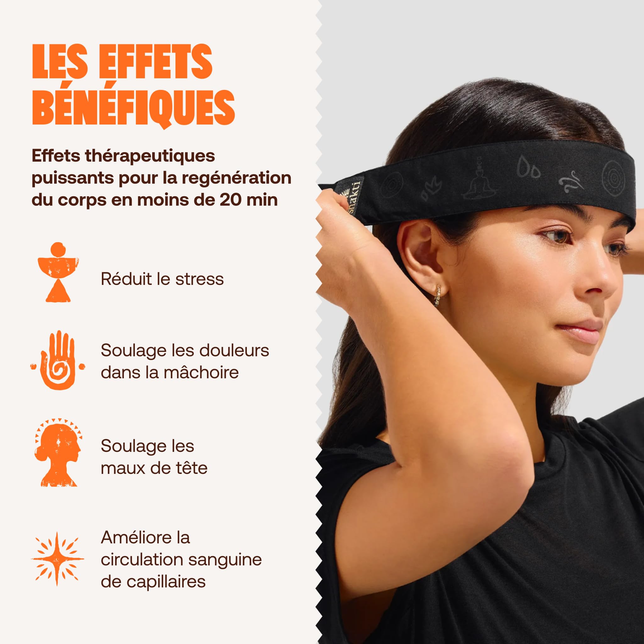 ShaktiMat [L'original] Bandeau Acupression - Coton Biologique - Fabrication éthique - Soulage Migraines & Maux de tête - Améliore circulation sanguine & Sommeil - Anti-Stress - Vert Sauge