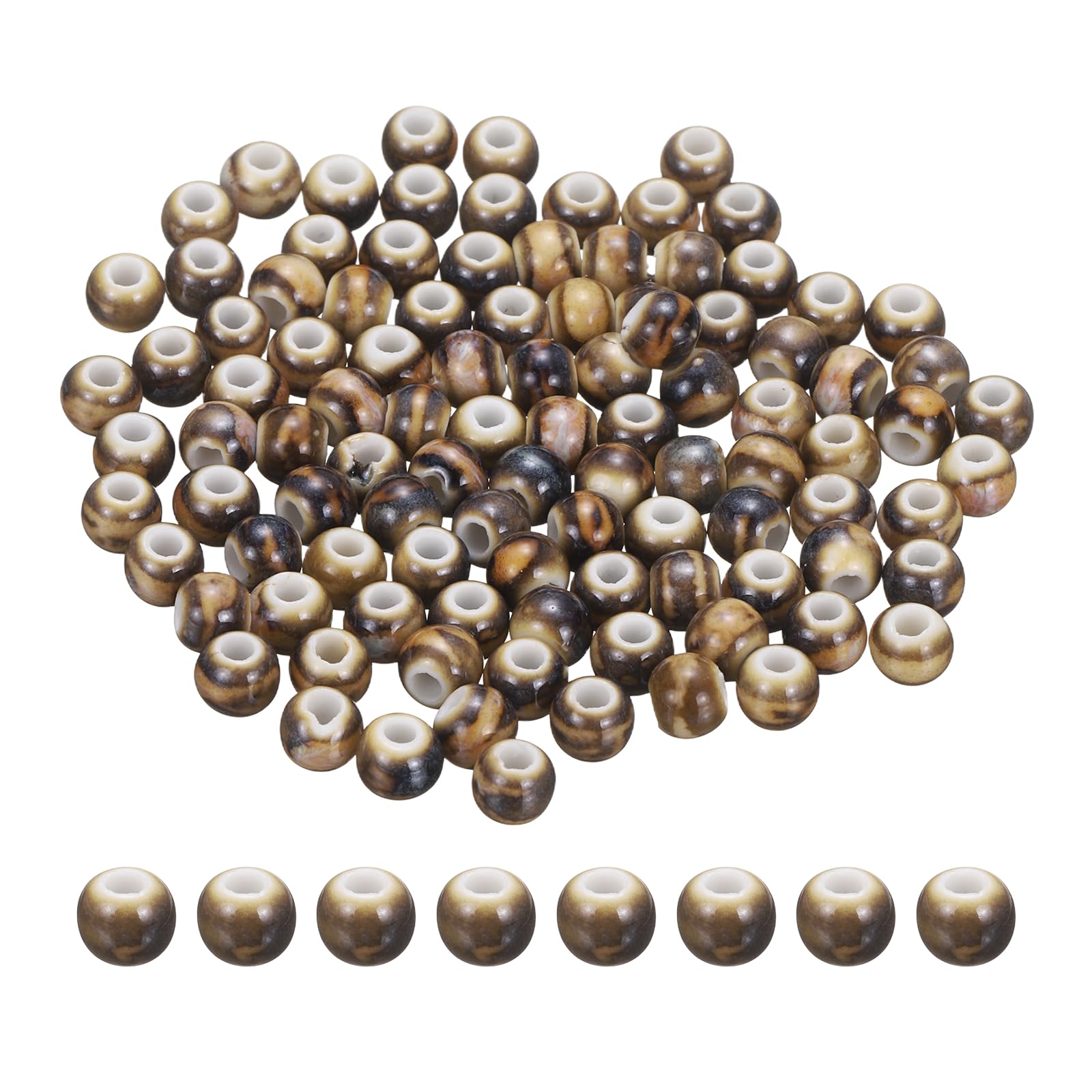 PATIKIL 100 Pcs Porcelain Beads, 6 mm Round Ceramic Handmade Spacer Loose Beads for Bracelet Necklace Earring Jewelry Making DIY Crafts, Glaze Change Blue