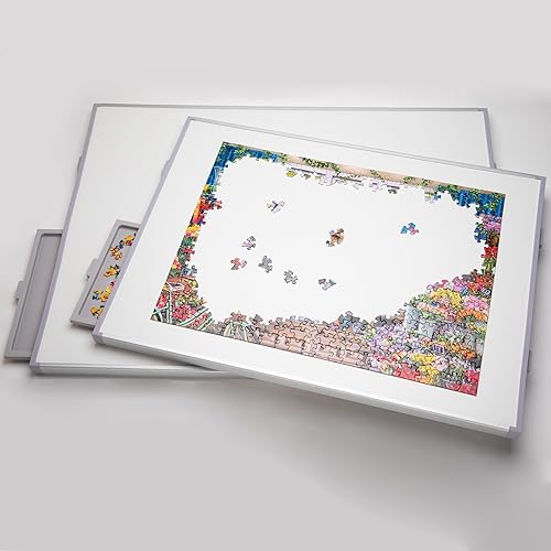 Miniatura 4 de Bits and Pieces - Tablero de rompecabezas de 1500 piezas con cajones - Jumbo Pro Plateau - Organizador ligero de rompecabezas de lujo de mesa y