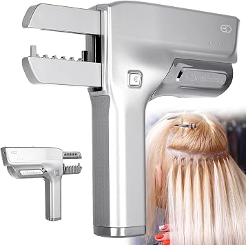 6D Hair Extensions Machine, 5-Pin No-Trace Hair Extensions Tool with Pliers, 2000mAh Battery, 6D Hair Extension Gun, Can Create A Full Head in Just 30 Minutes