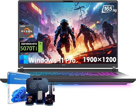 ASUS ROG Strix G16 Gaming Laptop - NVIDIA GeForce RTX 5070 Ti, AMD Ryzen 9 8940HX Up to 5.3 GHz, 16" 165Hz WUXGA Display, WiFi 6E, RGB Backlit KB, Win11 Pro, 64GB DDR5 RAM, 4TB SSD, w/Accessories