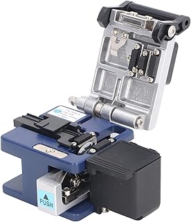 Fiber Optic Cleaver, Tungsten Steel Blade, 3 in 1 Clamp, High Accuracy Fiber Cleaver Tool with Thickened Rail, Wire Cutter for Cutting, Stripping, Cold Splicing Fiber Optic Cables