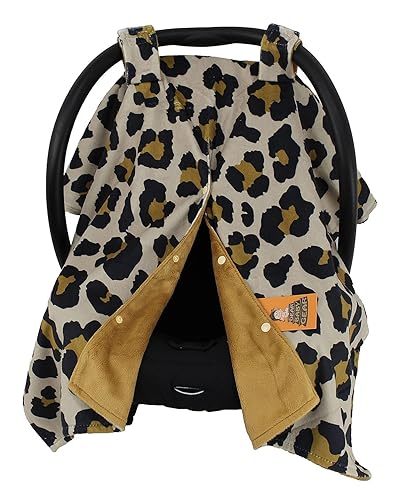 Miniatura 2 de Dear Baby Gear Toldo de lujo para asiento de automóvil, estampado de leopardo dorado, liso dorado, 40 x 30 pulgadas, impresión personalizada,