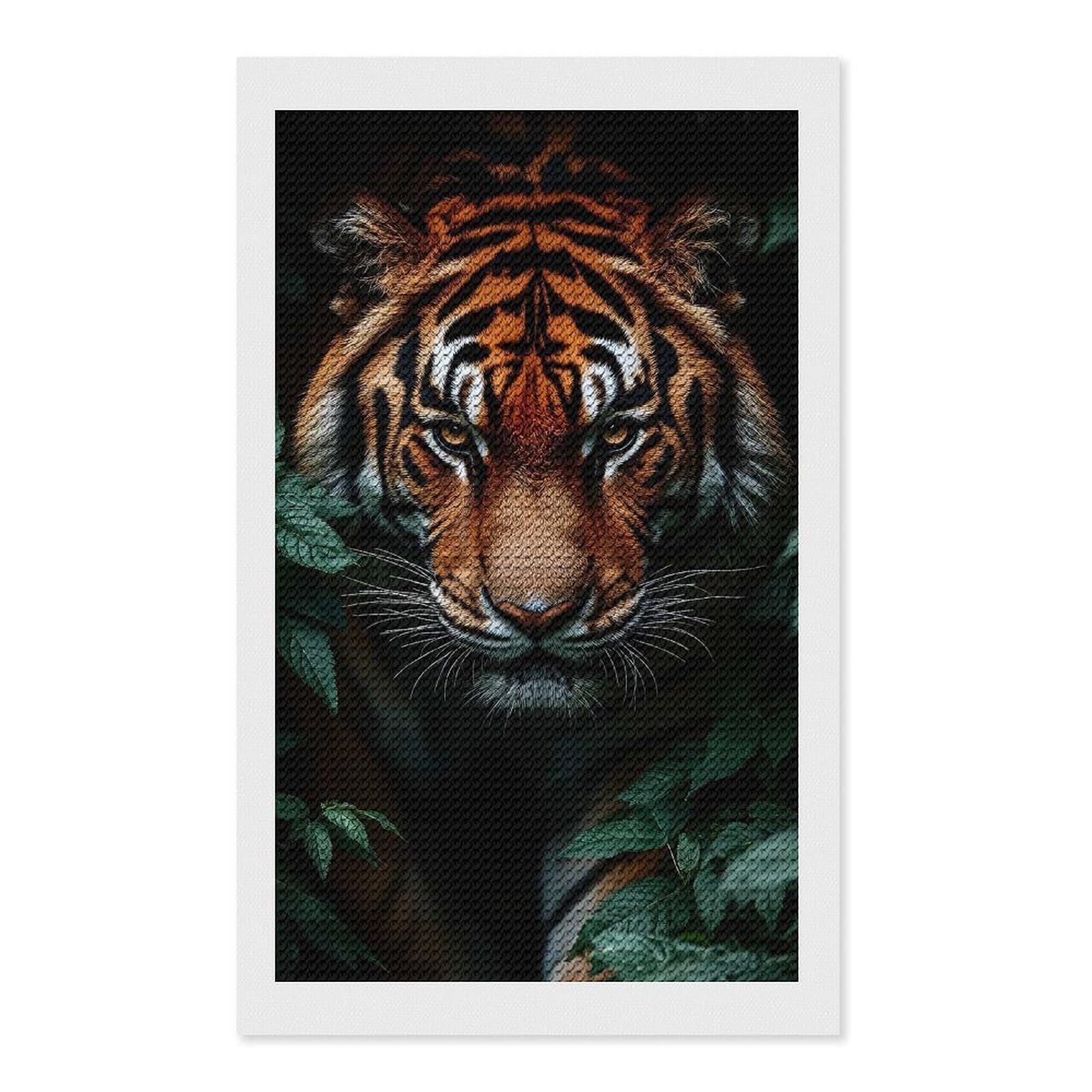 Junmoney Tiger Portrait in The Jungle Diamond Painting Canvas Set 12"x20", Satisfying Creative Project, Easy to Follow Symbols, Fun Craft Experience