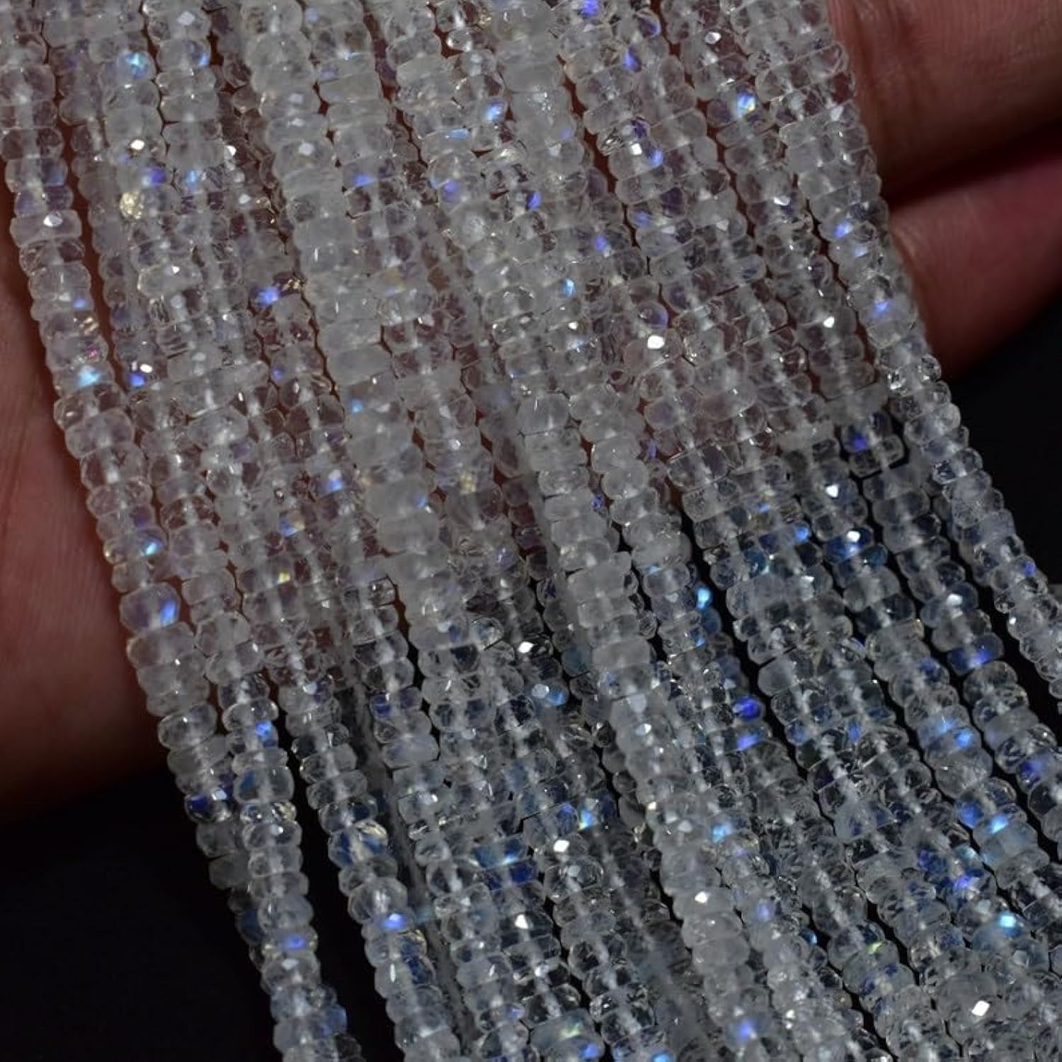 Pierre de lune naturelle arc-en-ciel facettée, perles de haute qualité 4mm pour joaillerie