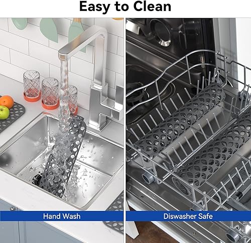 Miniatura 7 de TOOVEM - 2 alfombrillas protectoras de silicona antideslizantes resistentes al calor para la parte inferior del fregadero de porcelana de acero