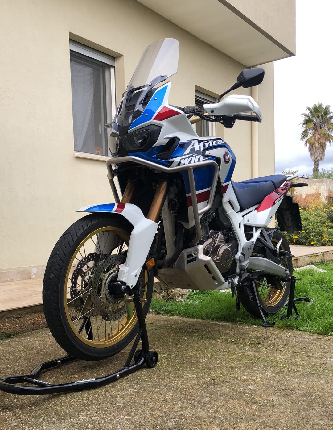 Cavalletto alza ruota anteriore alzamoto per alzare sollevare gomma davanti l' Honda Africa Twin 750 1000 1100 L