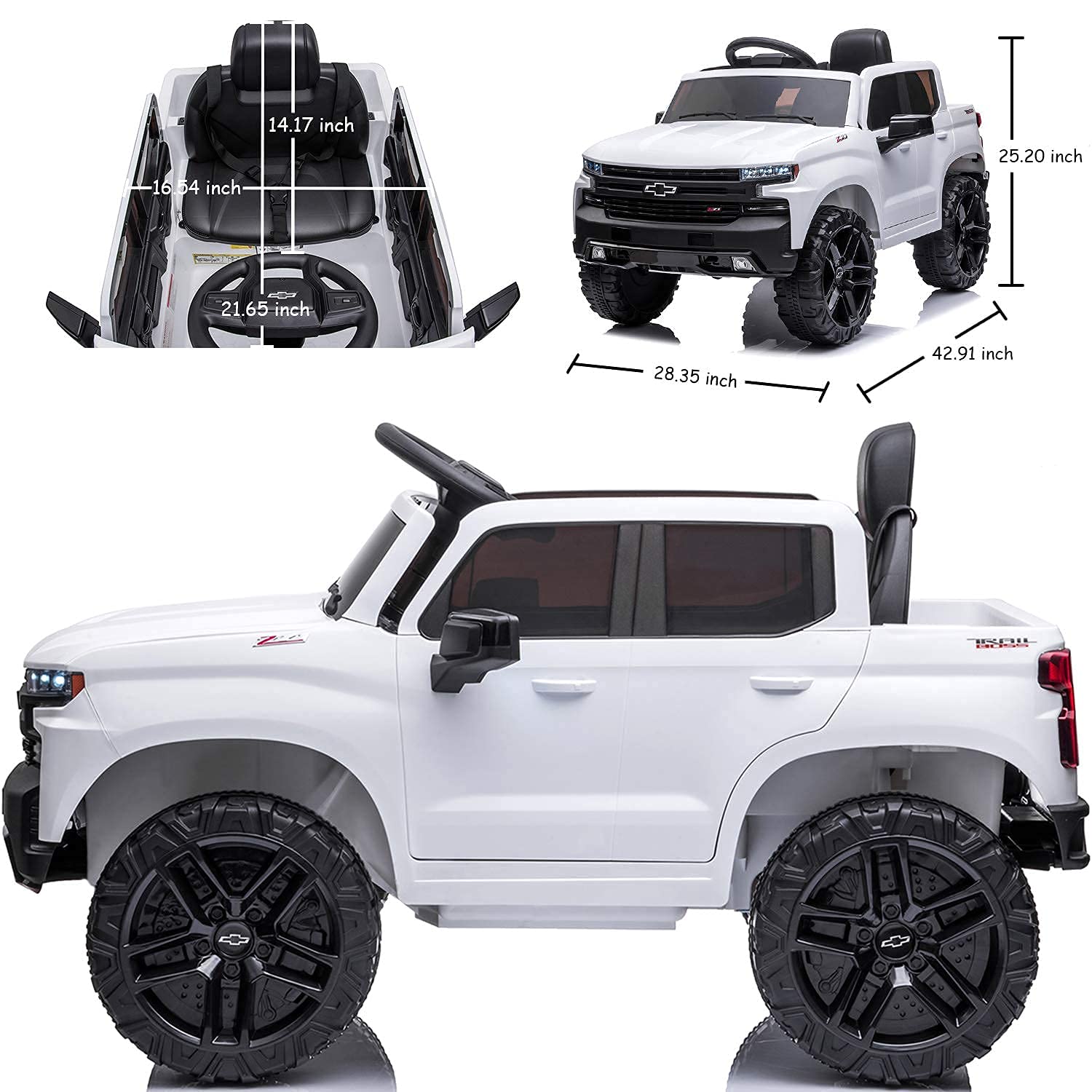 Little Brown Box 12V Licenced Chevy Silverado Ride On Truck for Kids to