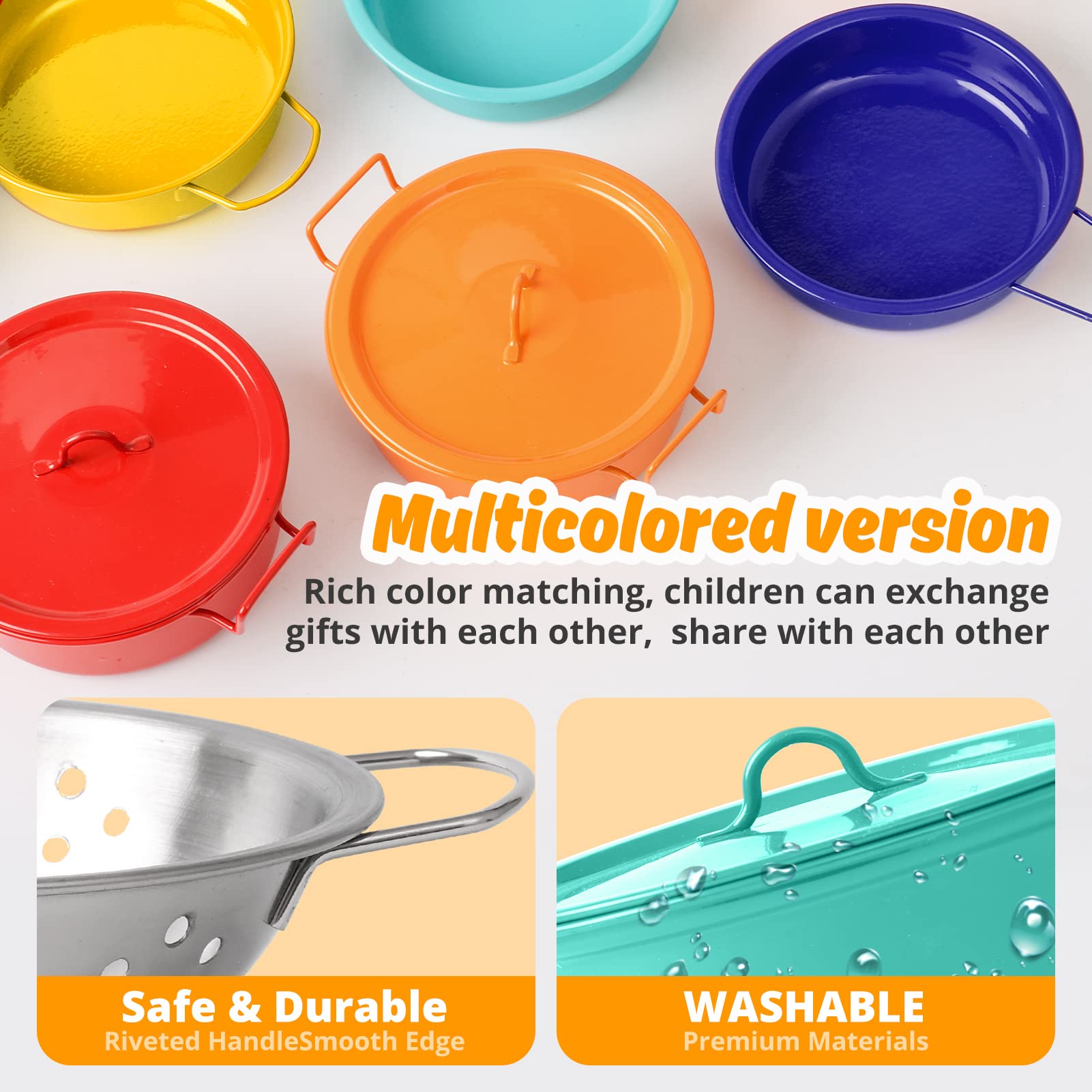 Accessoire dinette Enfant Ustensile Cuisine Enfant Ensemble de Jouet de Casserole en Acier Inoxydable coloré Cadeau 3 4 5 6 7 8 9 10 Ans(Vert)