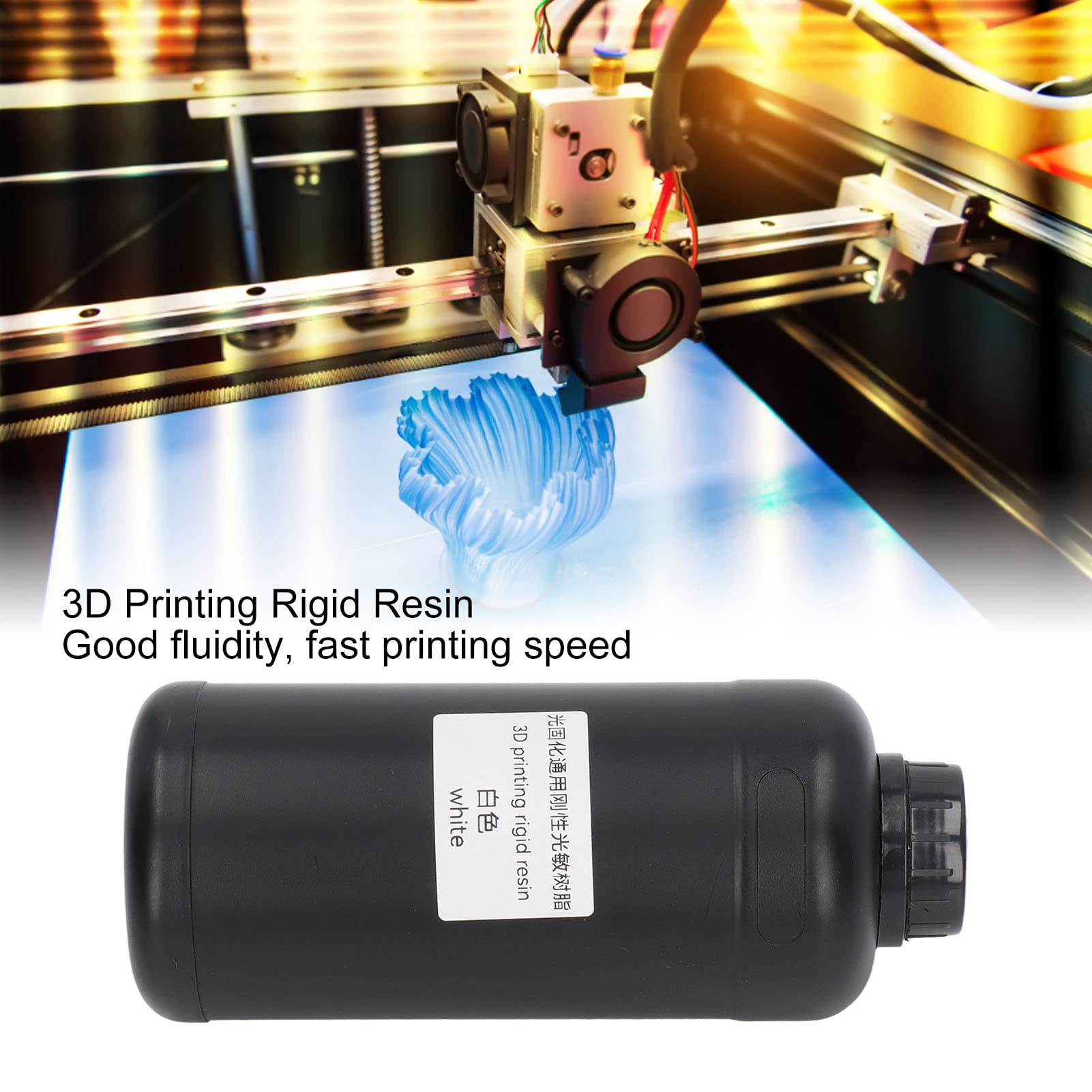 Aramox 3D-Druckerharz, UV-härtendes Harz, 1000 Ml, Lichtempfindliche, Starre Formel, 365 Bis 405 Nm, Geruchsarm, Schneller Fluss, Hohe Auflösung für Benutzer von DLP-LCD-3D-Druckern und Modellbau