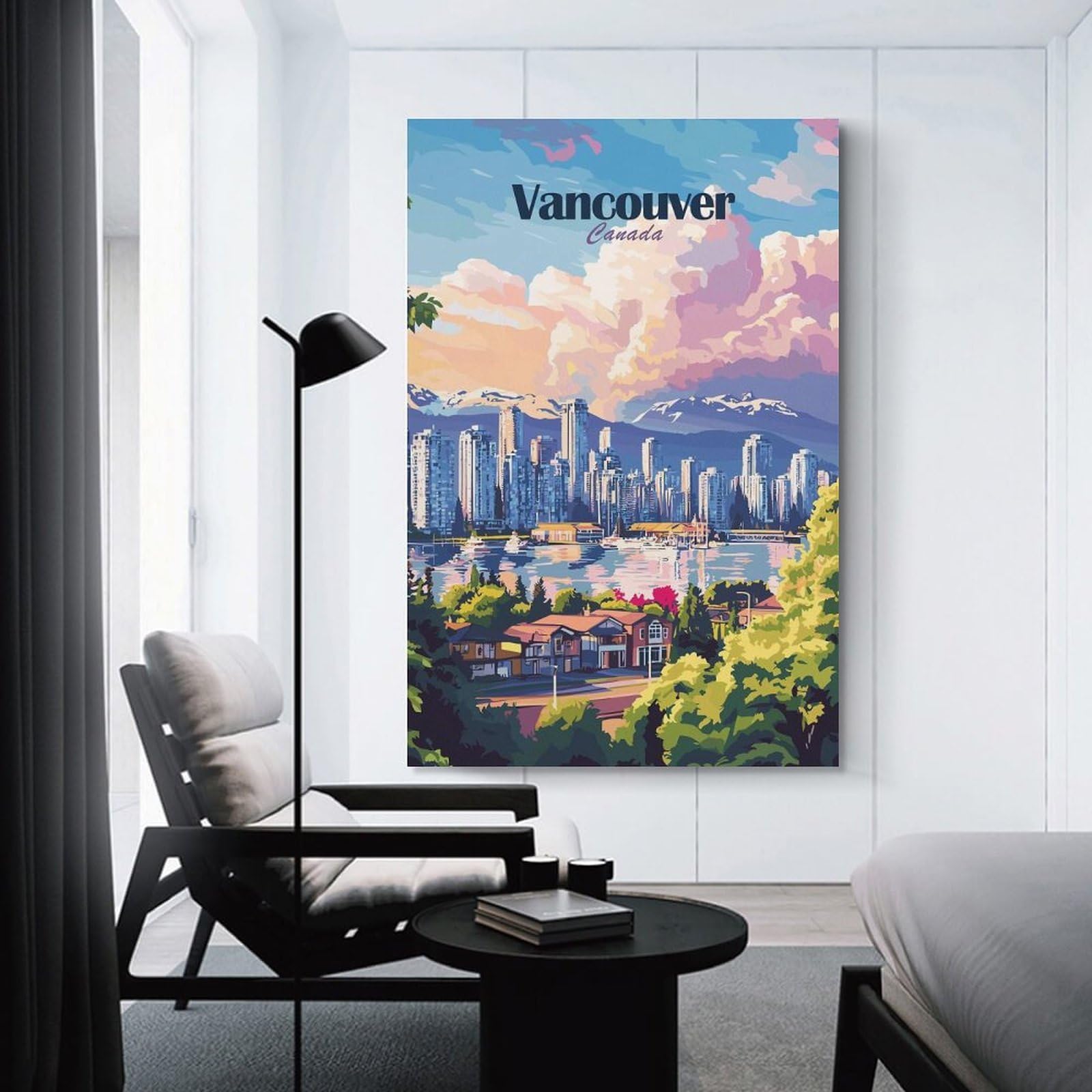 Junmoney Vancouver Skyline Canvas Art Print, 24x36inch(60x90cm), for Bedrooms, Workspaces And Everyday Interiors, A Flexible Wall Accent for Shared Spaces