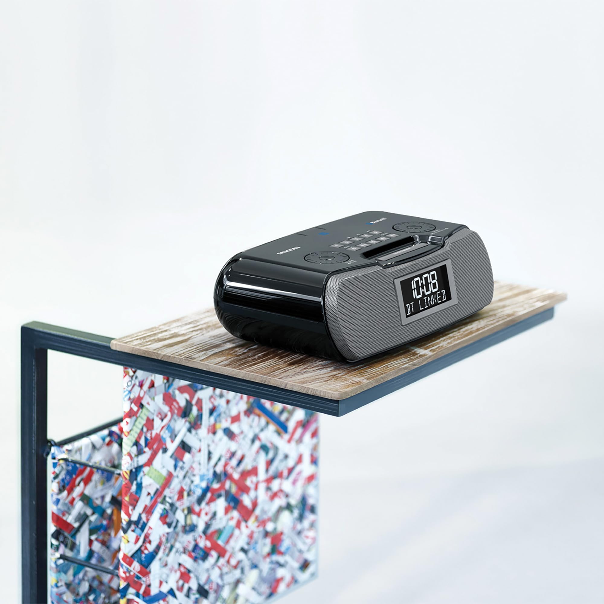 Sangean RCR-20 FM-RDS (RBDS) Am/Bluetooth/Aux-in/USB Cargador de teléfono Digital Tuning Radio Reloj con batería de Respaldo, Negro