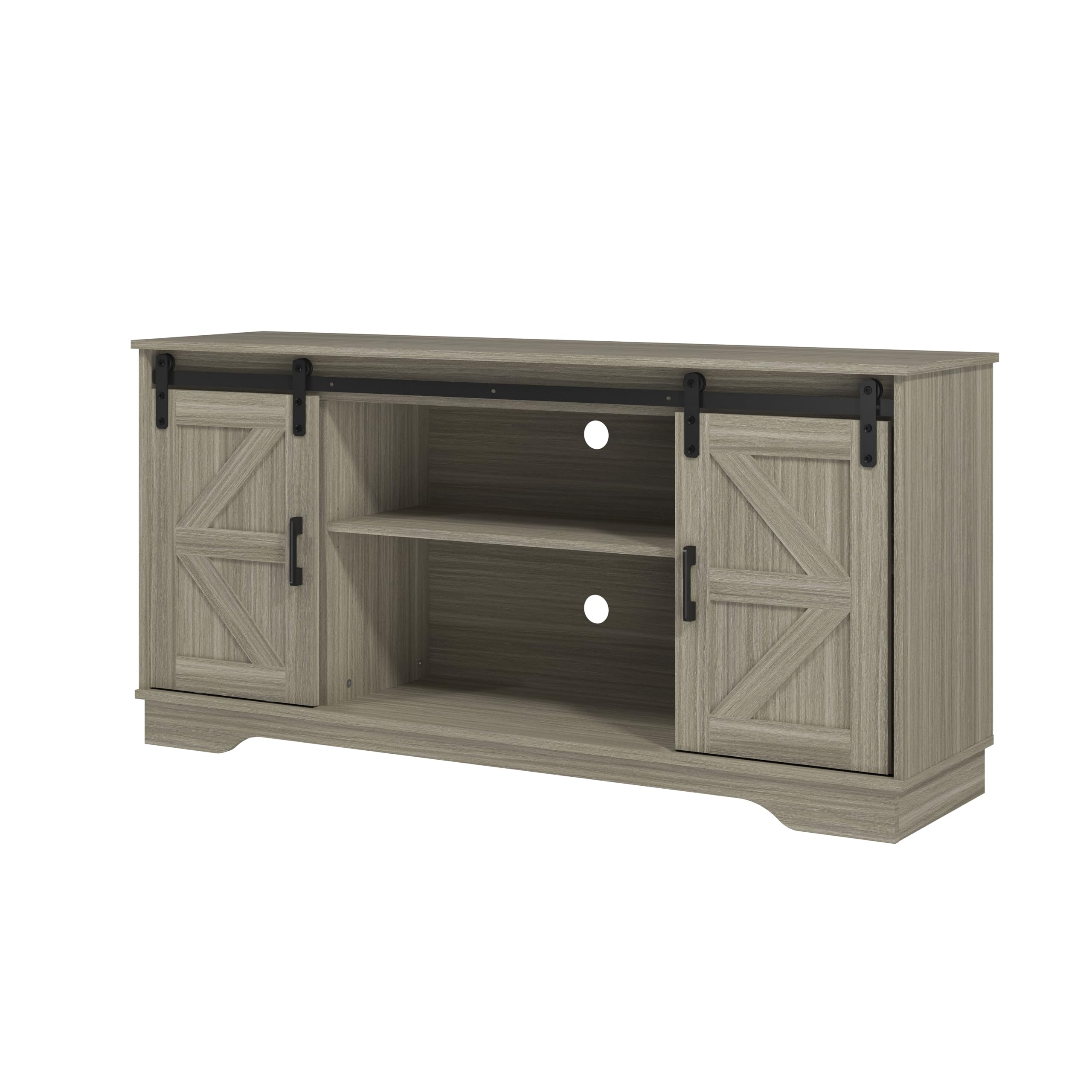 Panana Bar Cabinet with Barn 2 Sliding Doors Buffet Farmhouse Storage Cabinet TV Stand (Natural Wood)