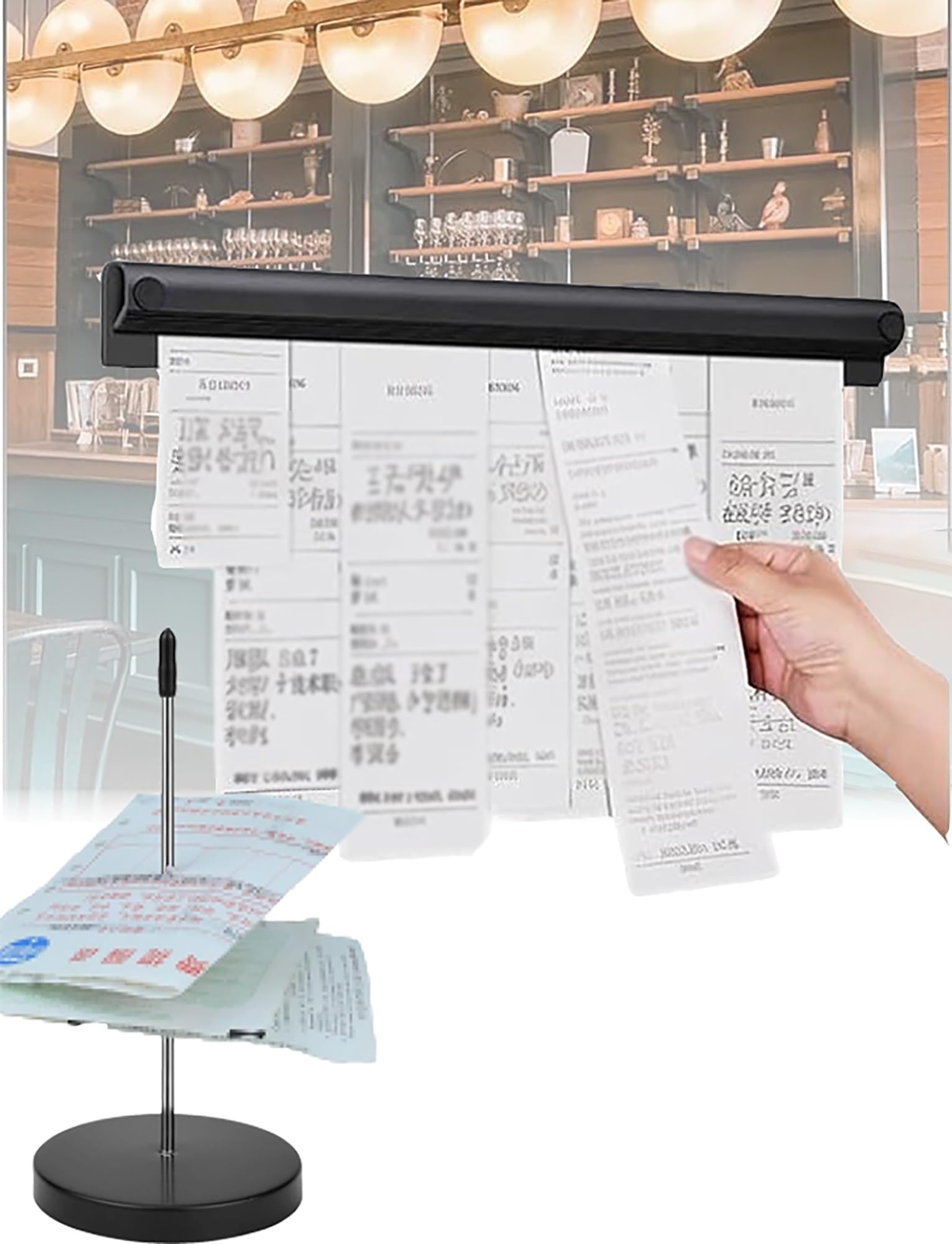 Eoweiot Tab Grabber,5Pcs Aluminum Ticket Holder Restaurant Bill Organizer Home Kitchen Office Bars Cafes (30cm/11.8in)