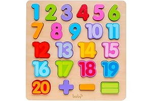 Wooden Number Counting Puzzle with Tracing Board for Preschoolers Toddlers Learning Numbers & Shapes