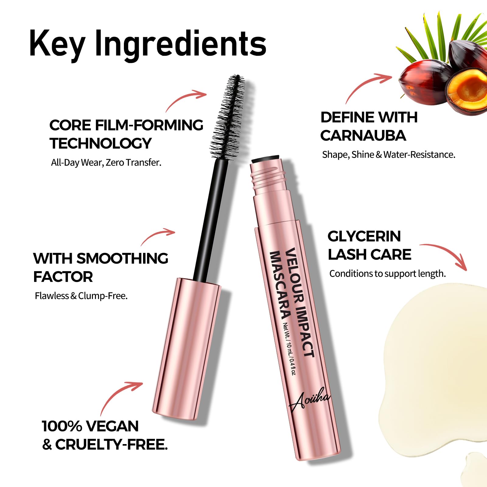 Mascara Liquid Lash Extensions, Lengthening & Volumizing Liquid Lash Extensions, Tubing Formula for Volume & Lift - Smudge, Flake & Fade Proof - Nourishing Formula Safe for Sensitive Eyes - 5
