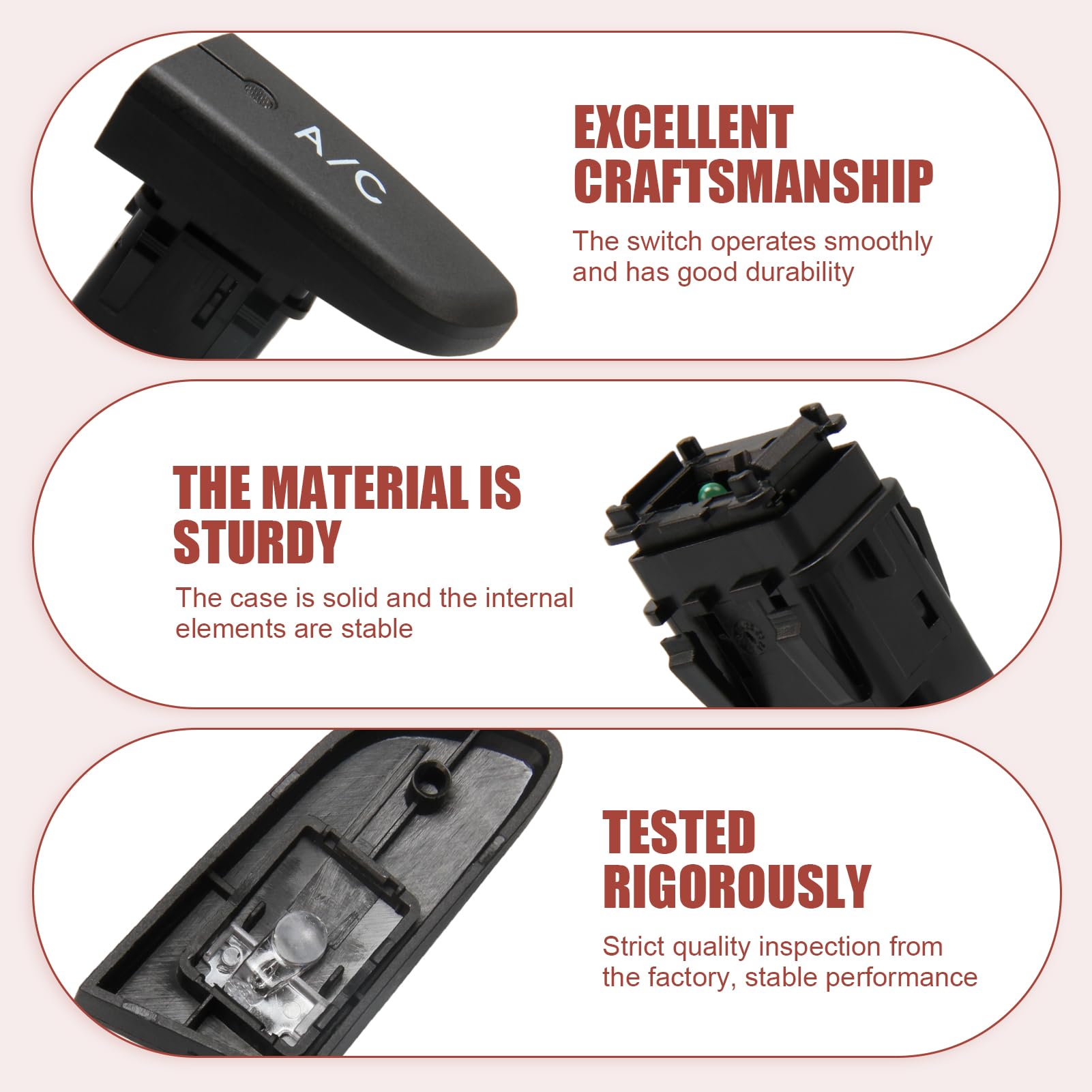 Interruttore di controllo del condizionatore d'aria compatibile con 107 C1 Aygo MK1 2005-2014 Interruttore a pulsante aria condizionata AC 6554KX