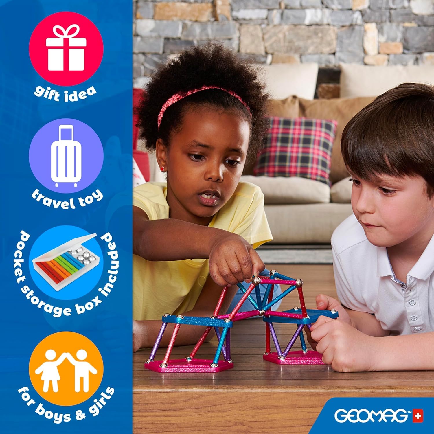 Geomag - Klasyczne panele Konstrukcja magnetyczna dla dzieci Green Line 100% plastik z recyklingu, 200 sztuk, 474