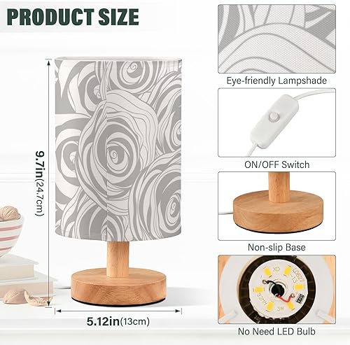 Miniatura 3 de GuoChe Desk Lamps Led Lamps with Lamp Shades Stylized Roses Floral Gray Lamp for Study Desk Homes lámparas de mesa para sala