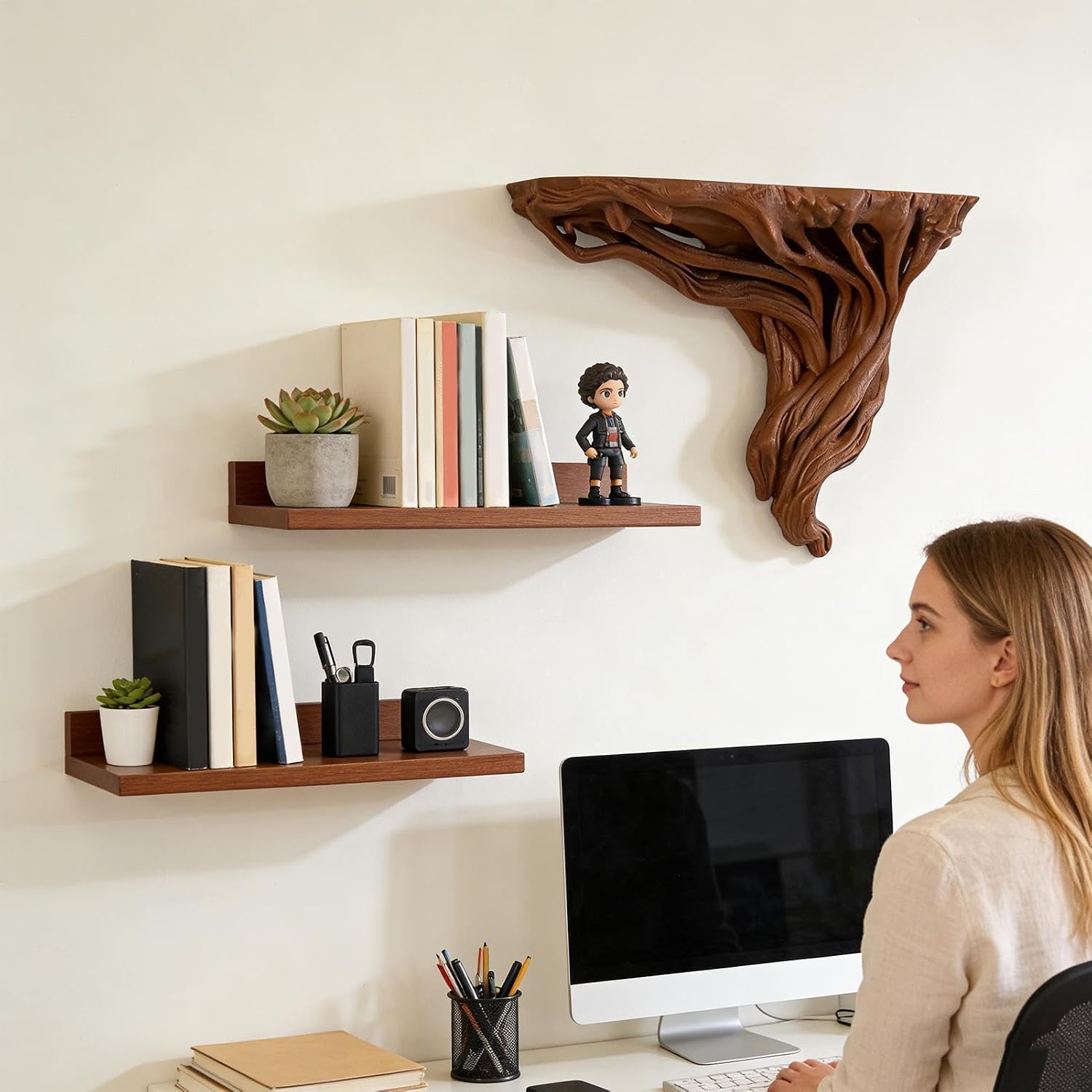Shelves on Wall – Retro Tree Root Storage Display Rack image 3