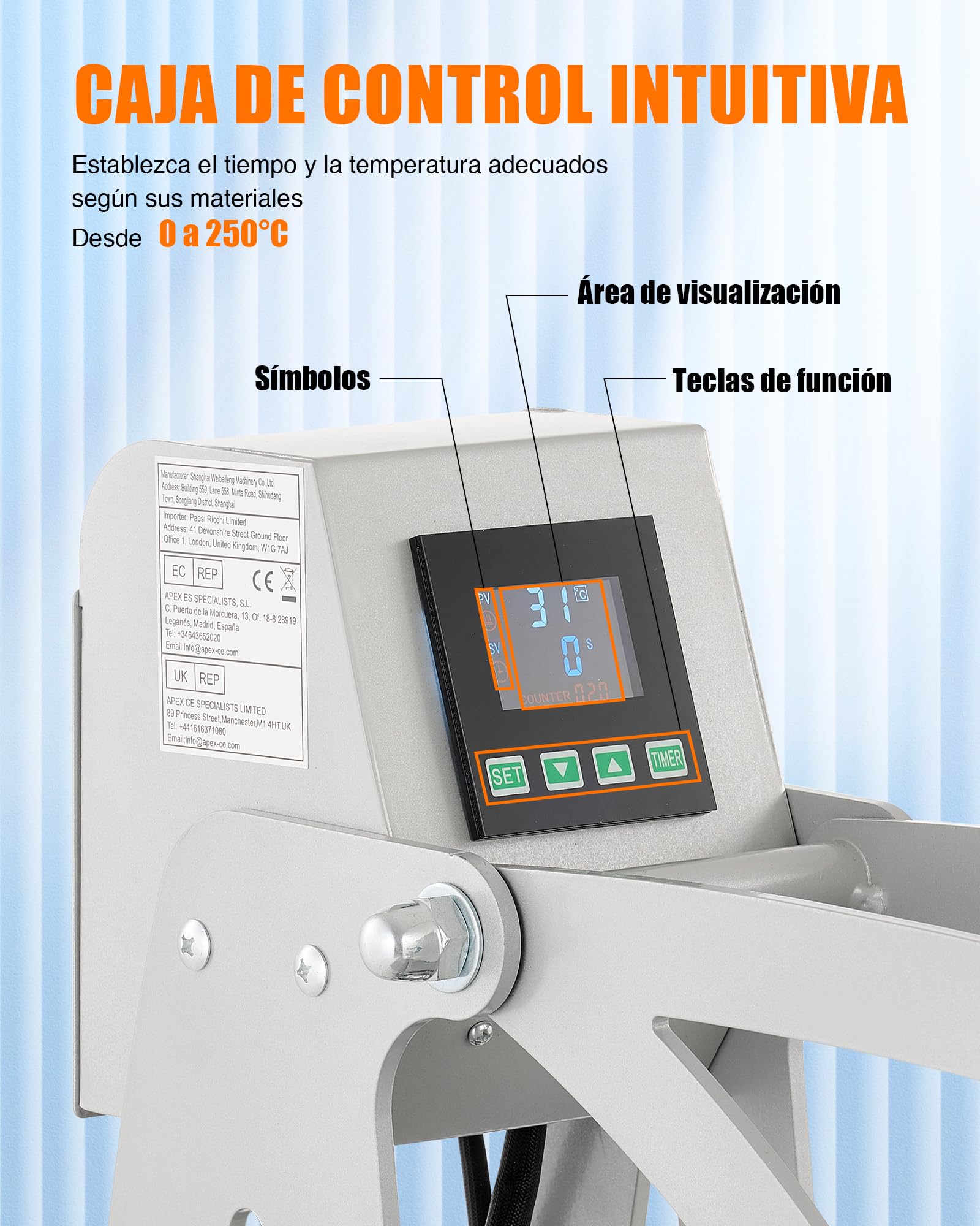 CREWORKS Prensa de Calor 50x40, Plancha Sublimacion Semiautomática, 2200W Plancha Sublimacion 40x50 cm con Base Deslizante, Prensa Termica para Camiseta, Alfombrillas de Ratón y Más