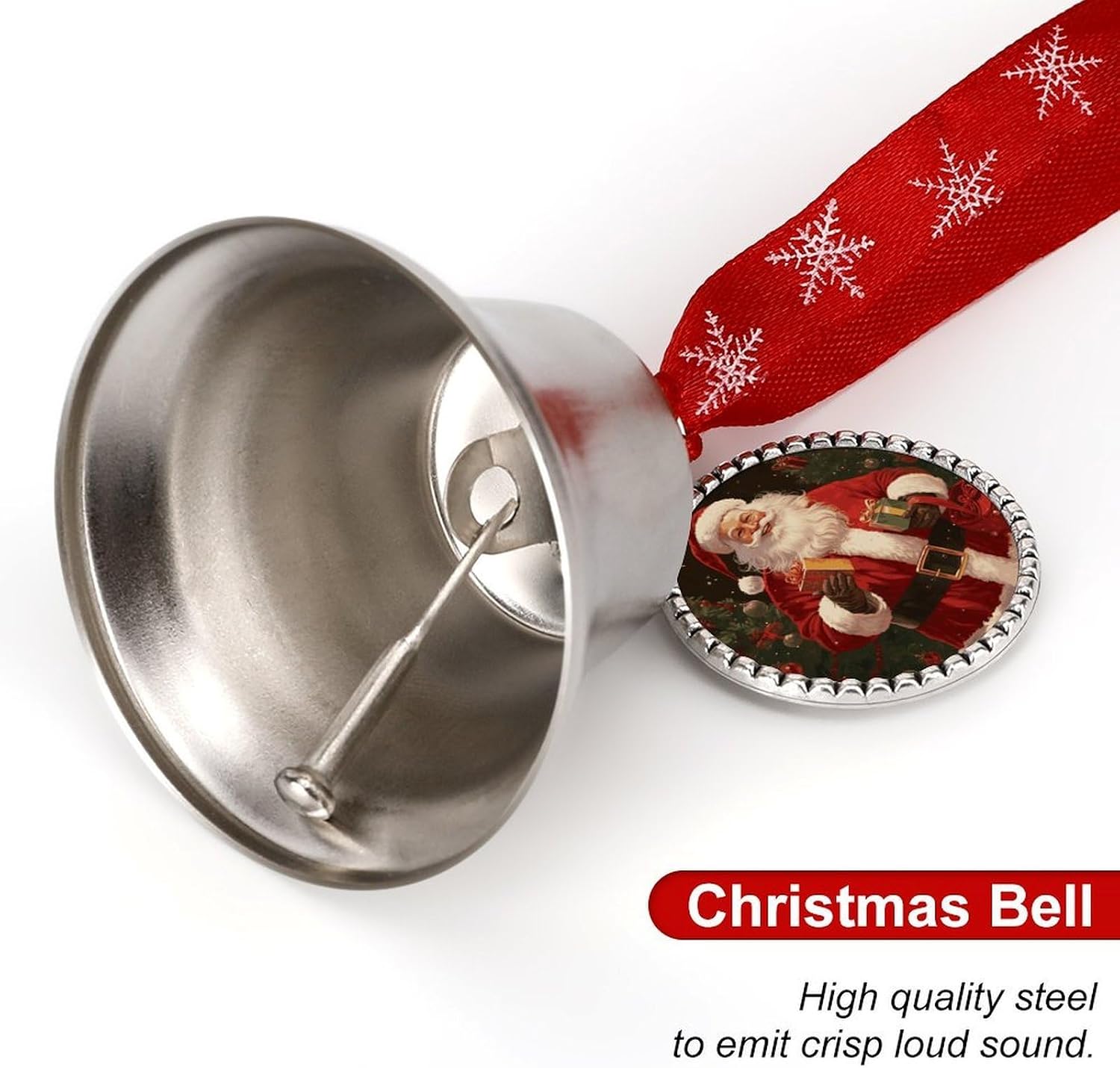 Santa Claus Christmas Bell Ornament Metal Christmas Jingling Bell Vintage Bells for Xmas Tree Decors Wings & Loves Bells Ornaments for Holiday Decor
