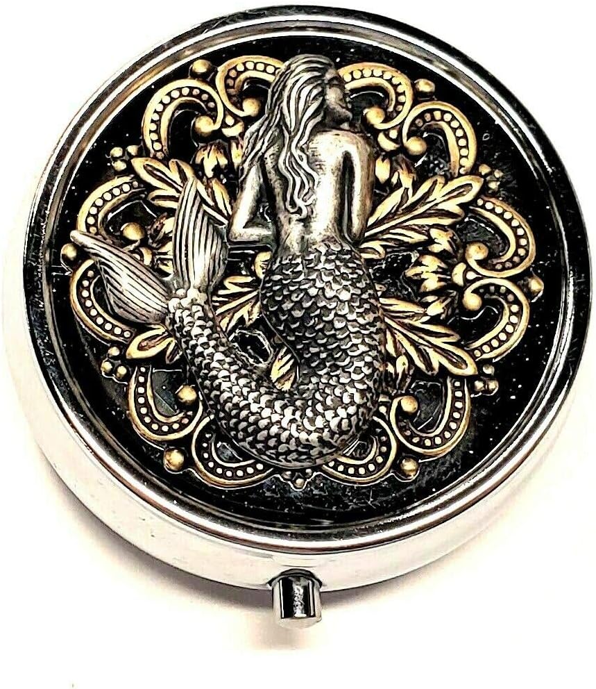 Handmade Nautical Mermaid Siren Silver Pill Box
