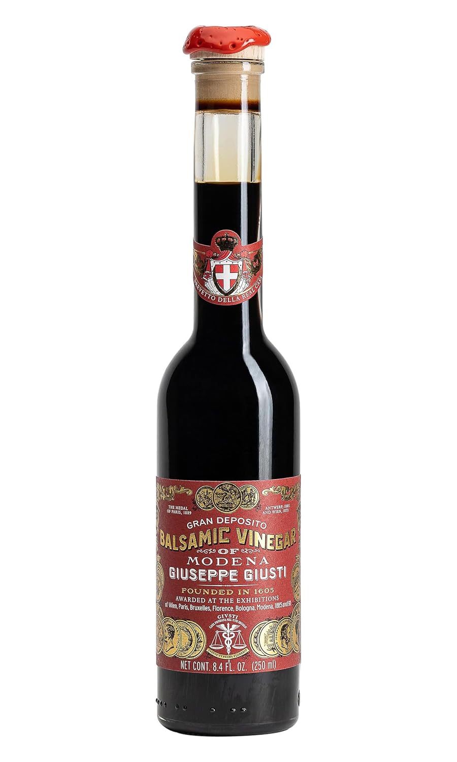 Giusti Balsamic Vinegar of Modena IGP, 3 Gold Medals Gran Deposito, Thick & Balanced Authentic Italian Aceto Balsamico from Italy – 8.45 fl oz (250 ml) - Pack of 1