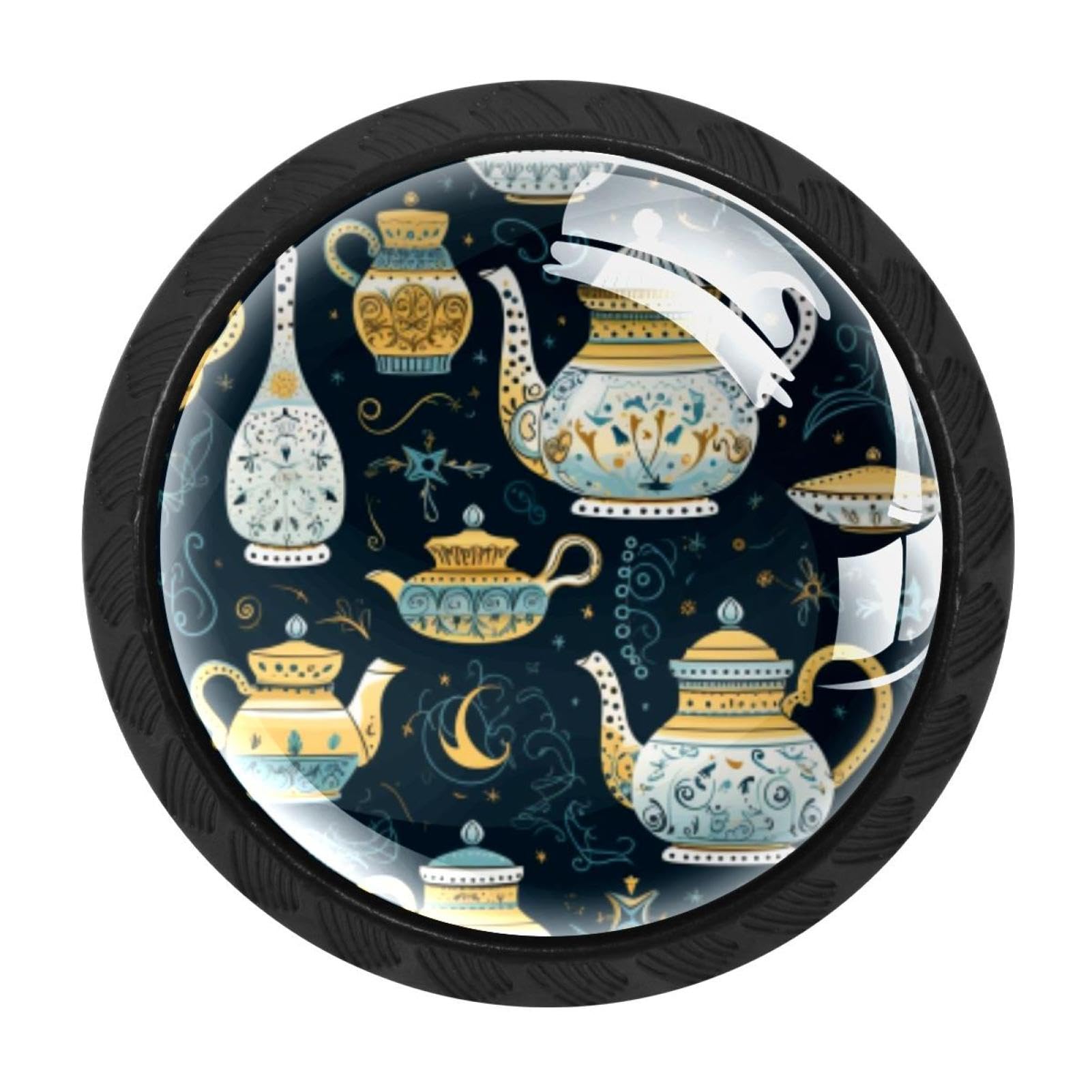 CHENZZZZ 4 Pieces Arabian Tea Kettle Drawer Knobs, 35mm Black Cabinet Knobs, Drawer Pulls and Knobs, Dresser Drawer Knobs, Cabinet Hardware Kitchen Cabinet Knobs