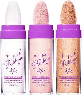 Highlighter Patting Powder, Highlighter Powder Stick, Glitter Patting Powder, Fairy Highlighter Powder Stick, Body Brightening Shimmer Sparkle for Face, Eyes, Lips, Hair, Body, Glow Cosmetics