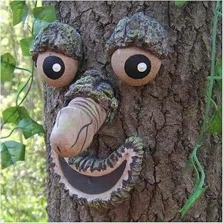 HLGQ Funny Old Man Tree Face Hugger, Garden Art Outdoor Tree Amusing Old Man Face Sculpture Whimsical Tree Face Garden Decoration,E
