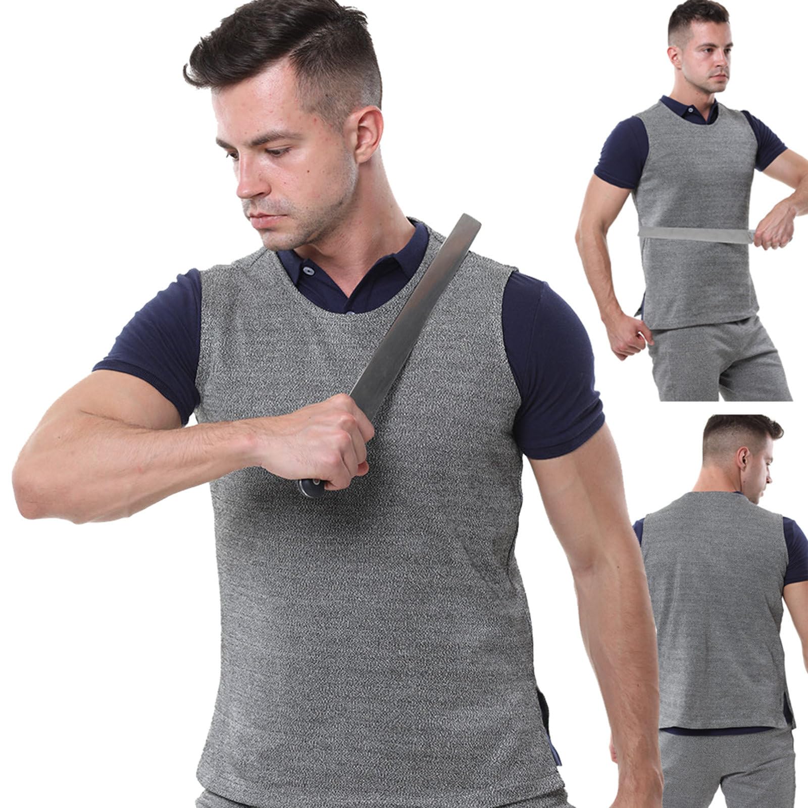 Chaleco Antipuñaladas, Nivel 5, Resistente a Cortes Y Cuchillos, Ropa Antipuñaladas, Chalecos De Seguridad, Anticortes PE Grado 5, para Proteger La Seguridad Personal Grey-S