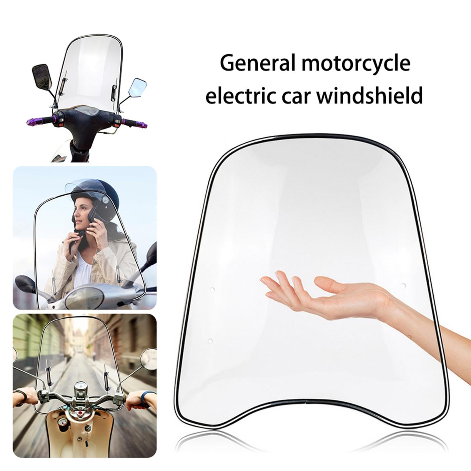 46x42.5 Cm Parabrezza Per Scooter, Parabrezza Moto Per Bici Elettriche, Con Bordi Allargati E Parabrezza Spoiler Universale Per Moto, Veicoli Elettrici, Infrangibile, Antivento, Protezione Dal Freddo