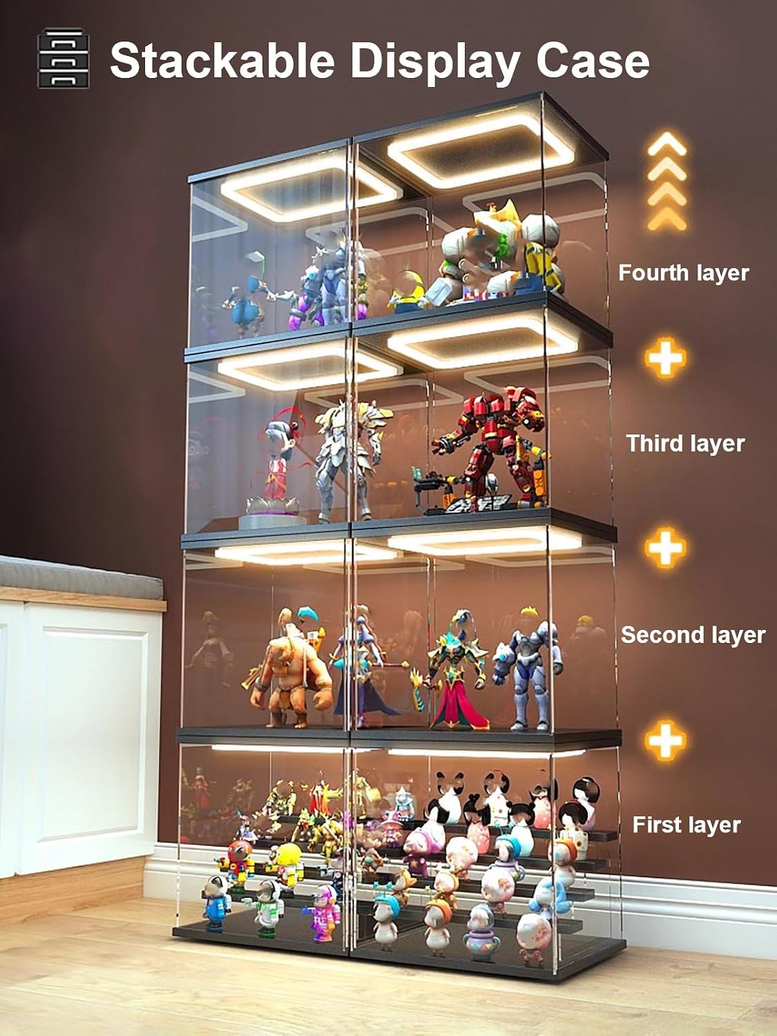 Extra Large Clear Acrylic Organizer Box Display Case, 12 14 16 18 20 24 28 30 Inch Transparent Cube, Jewelry/Model Cars/Doll Organizer Dust Cover(45x40x40cm/18x16x16in)