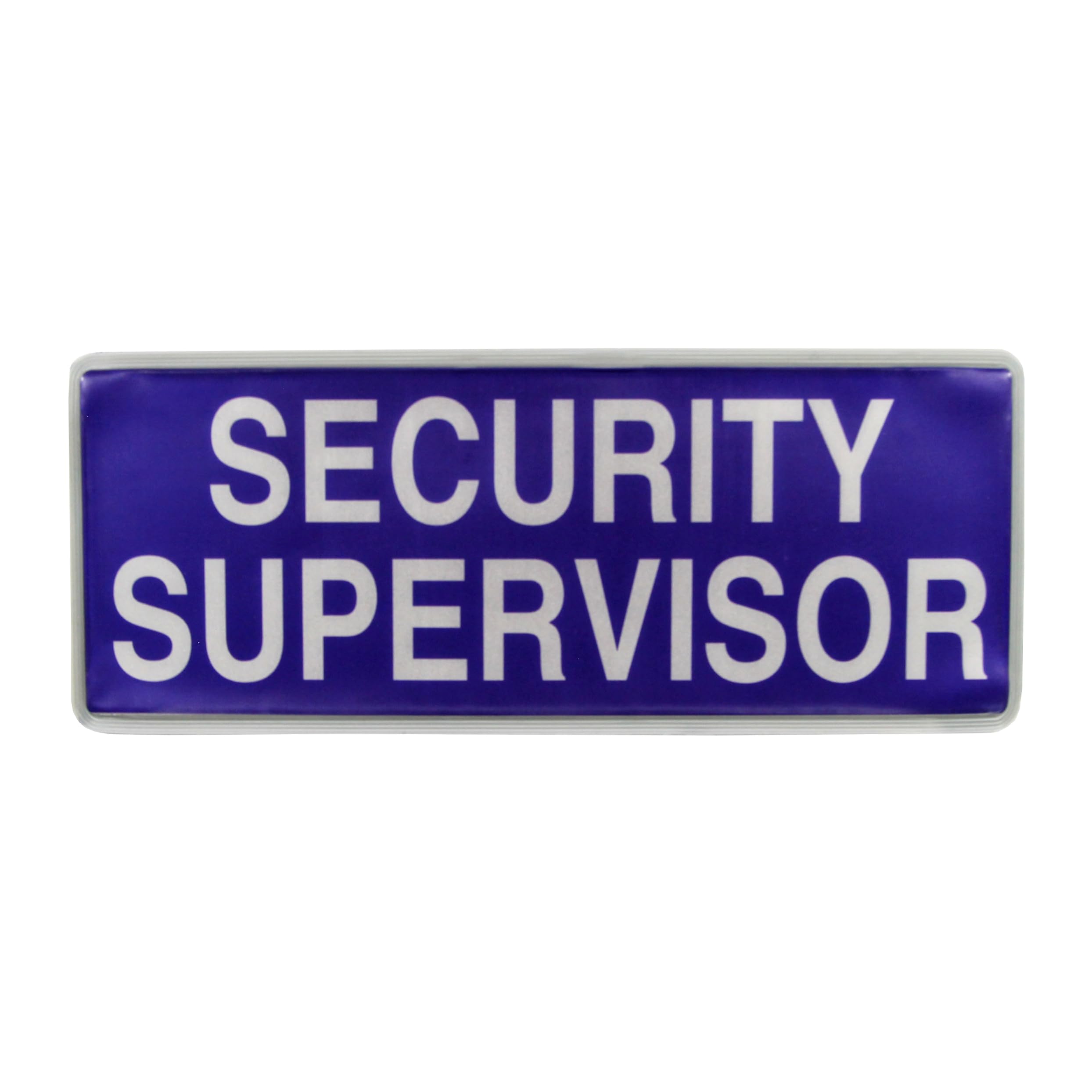 L-MAX Reflective Security Supervisor Badge with Hook and Loop (Large, Blue) — image 1