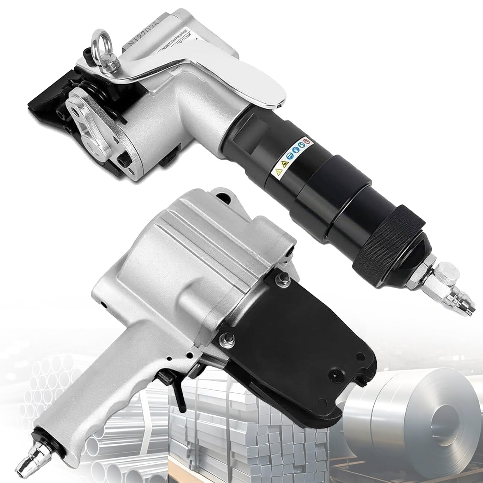 BITYCOW Portable Split Pneumatic Strapping Machine, Metal Belt Tensioner and Sealer, 0.75/0.98/1.26in Strap Size, 8500N Tension, Stable Binding for Steel Materials and Container Cargo 19mm/0.75in