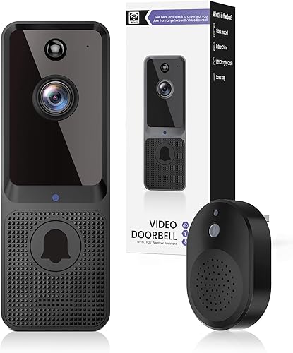 Timbre de video inteligente inalámbrico con timbre, detección humana AI, audio de 2 vías, vista en vivo HD, visión nocturna, almacenamiento en la