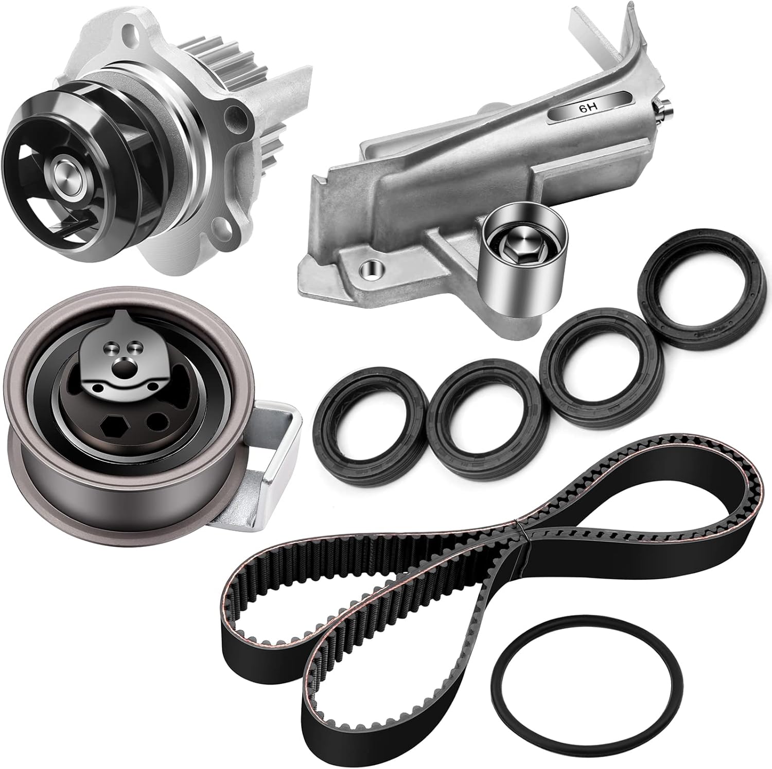 SCITOO Timing Belt Water Pump Hydraulic Tensioner Kit Fits 1.8L Audi A4 for Quattro V-olkswagen for Passat Engine Code AMB AWM DOHC 2001-2006 TBK306A