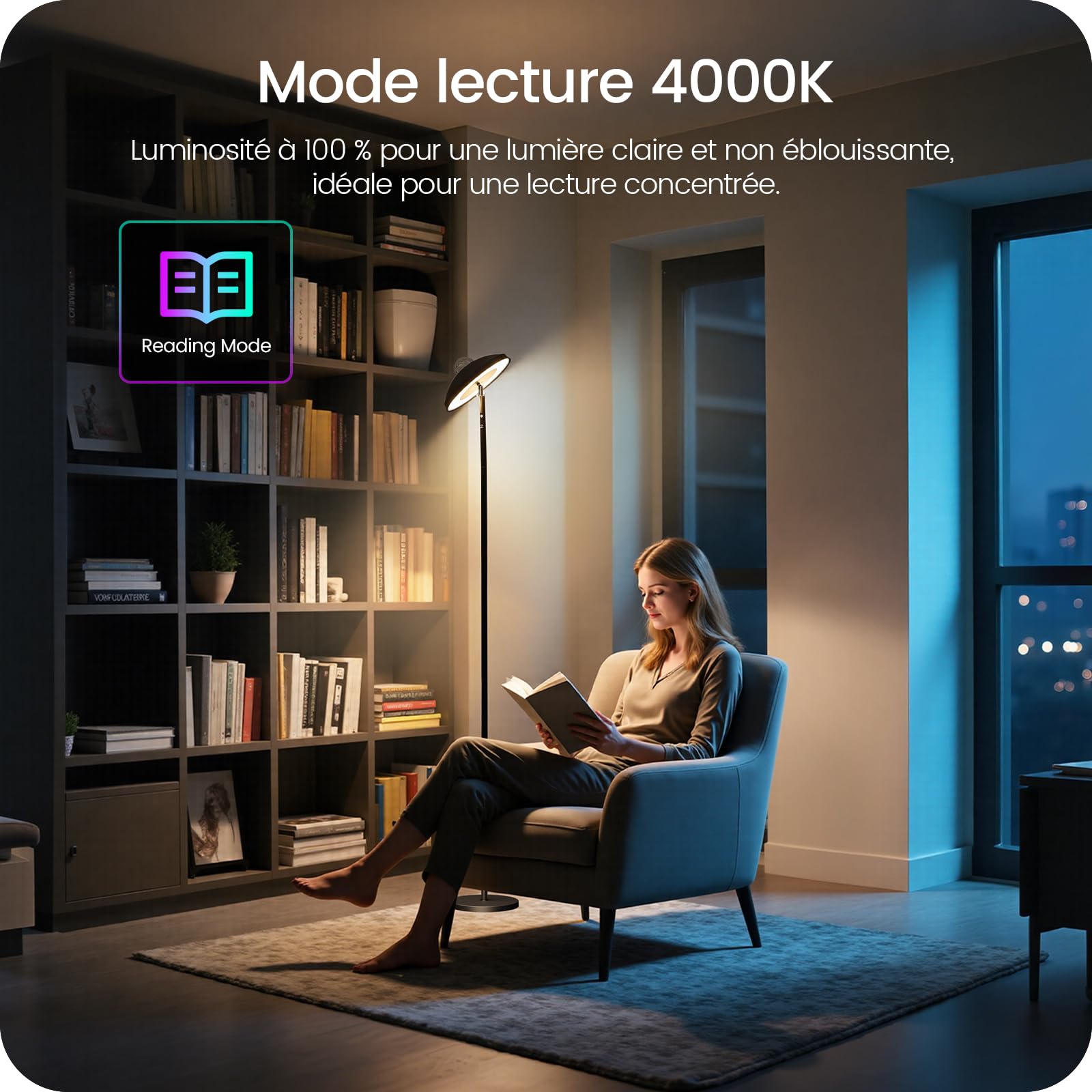 18W, avec Tête Pivotante, Température de Couleur Réglable 3000 à 6000 K, Moderne, Noir